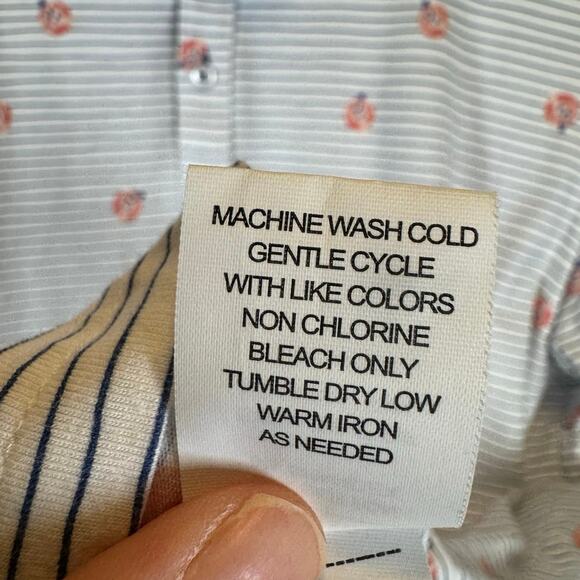 Johnnie-O Men’s M Linxter Golf Polo Shirt White Striped Stretch Performance EUC - Picture 9 of 10